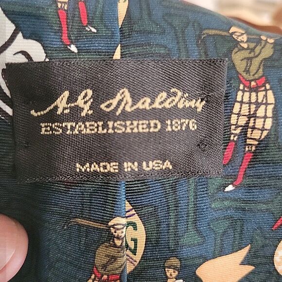 Spalding Neck Tie Golf Golfer Dark Green Made in USA Vintage Look Necktie - Picture 4 of 6